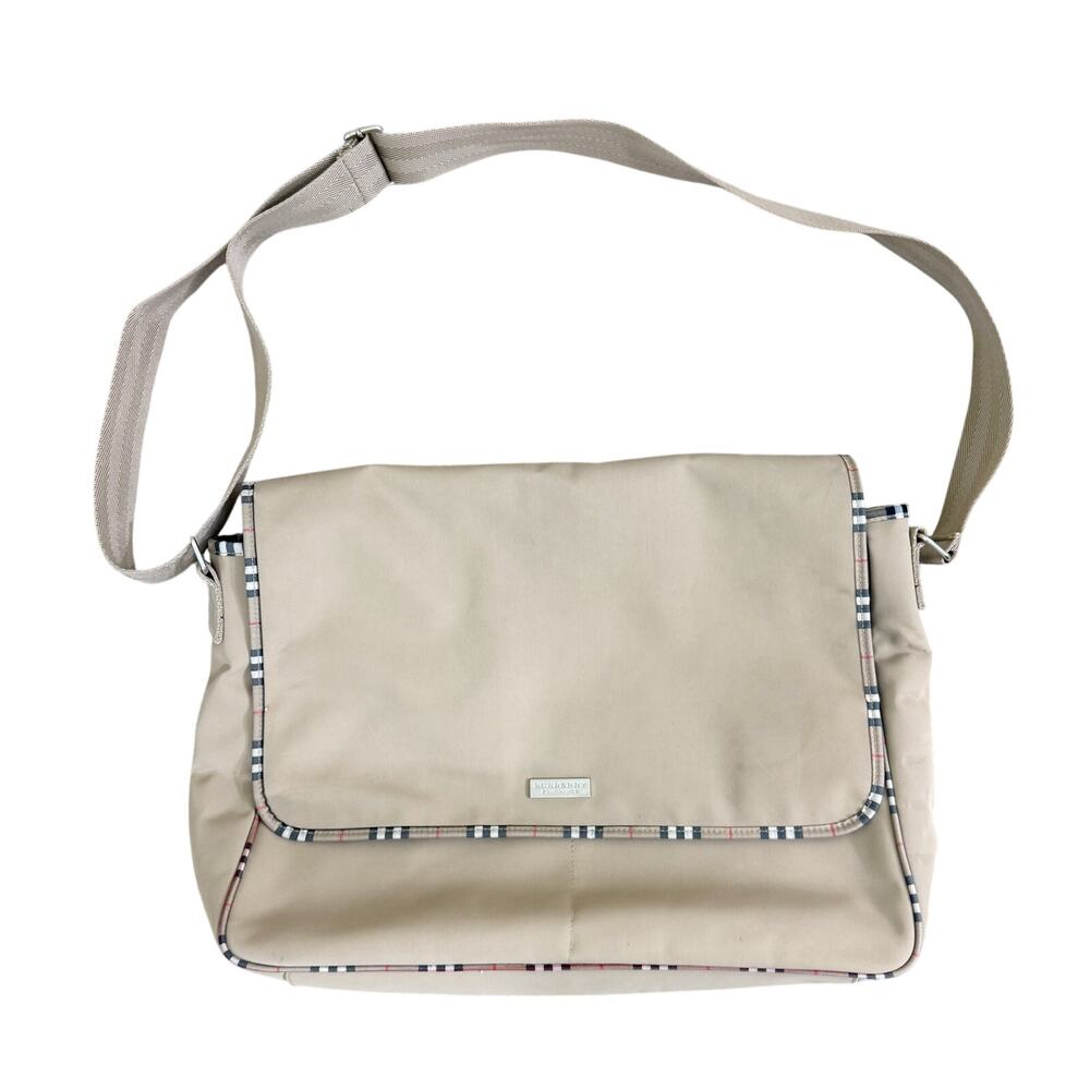 Burberry Fragrance Tan Messenger Bag Vguc Flap Closure Adjustable Strap